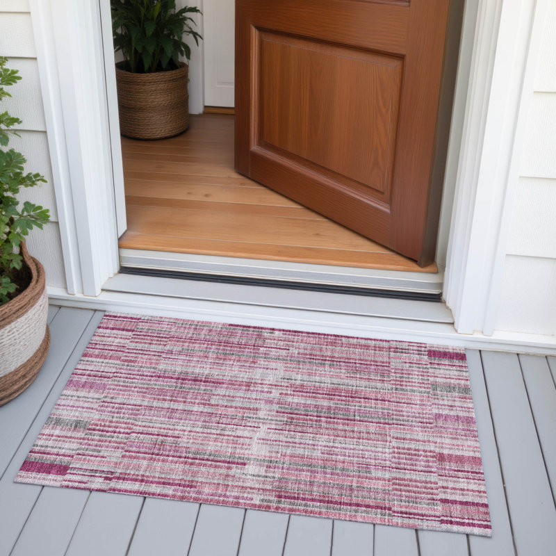 Machine Washable Indoor/Outdoor Xhevrie Blush Rug, Rectangle 1'8" x 2'6"