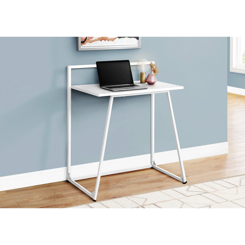 Computer Desk, Contemporary Home Office Desk With Metal Base, White