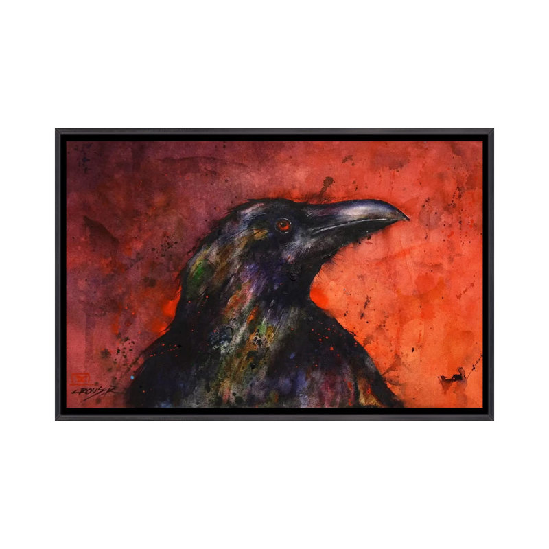« Crow II » par Dean Crouser, reproduction d’art, Pas de tapis, H 18 po x l 26 po x P 1,5 po, Encadrement noir décoloré