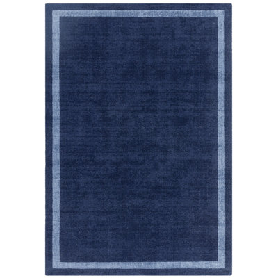 Anwitha Bordered Handmade Navy Area Rug