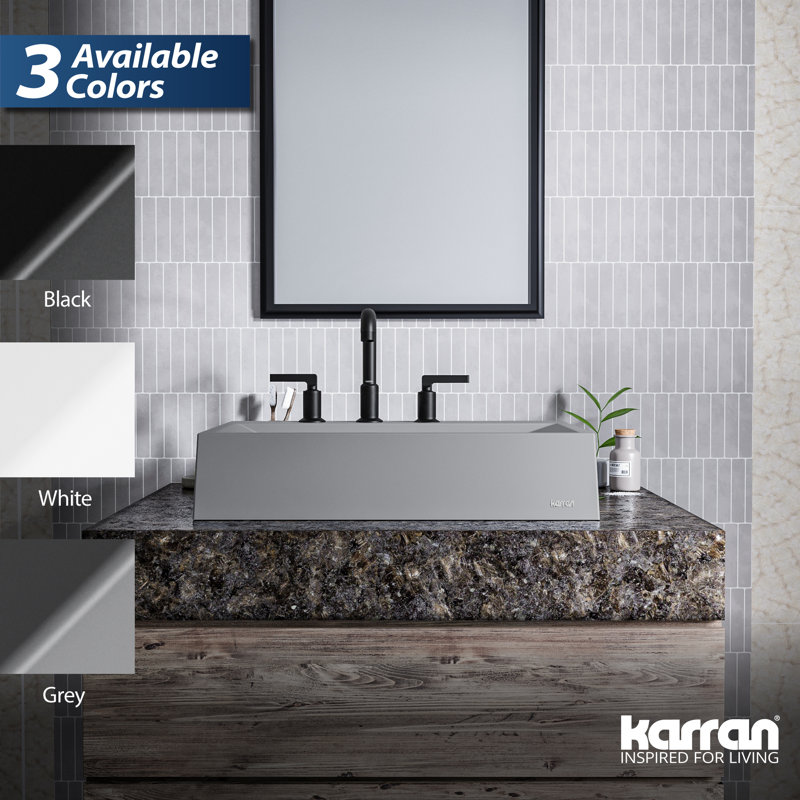 Karran Envy 25 In. Quartz Rectangular Vessel Sink, Gray