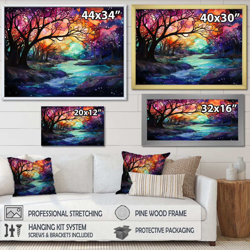 Loganville - aurores boréales, impressions sur toile_106525, H 34 po x l 44 po x P 1,5 po, Toile encadrée flottée blanche