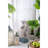 16.9X10.2X31.9" White Abstract Water Fountain With Blue Base With Light, For Indoor And Outdoor