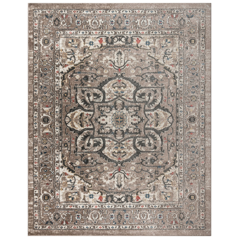 Tapis traditionnel brun en polypropylène brun Maia Wynn, Rectangle 7 pi 10 po x 10 po
