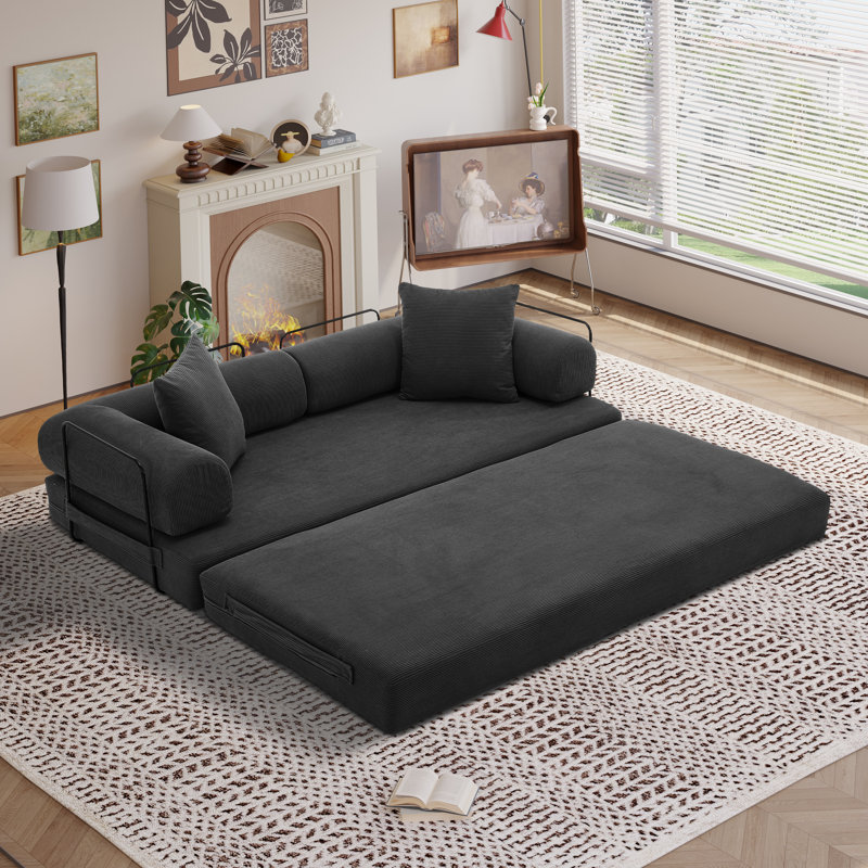 Canapé-lit convertible 3 places à compression, conception modulaire et modulaire flexible, Noir