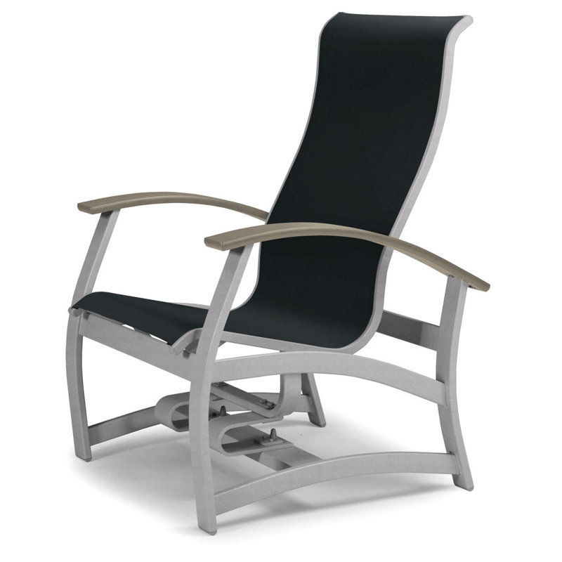 Askar Swivel Powder Coated Aluminum Outdoor Lounge Chair, Black 5D Sunbrella®, Desert P60, Textured Silver