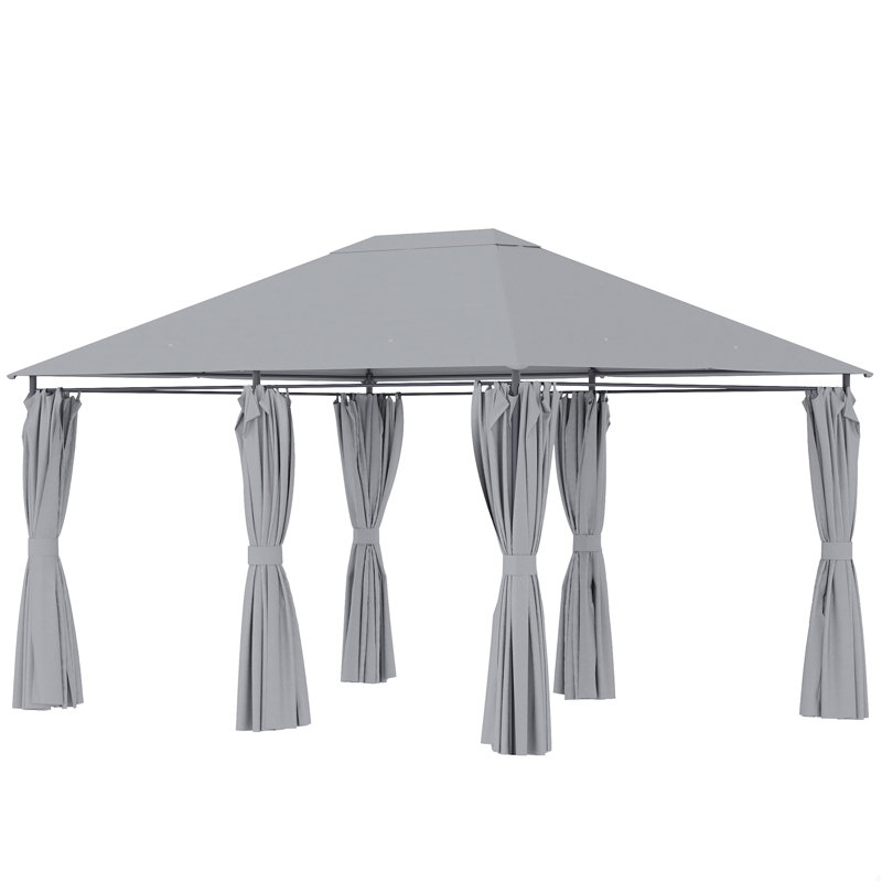 Outdoor Patio Gazebo, Canopy Shelter With 6 Removable Sidewalls & Steel Frame