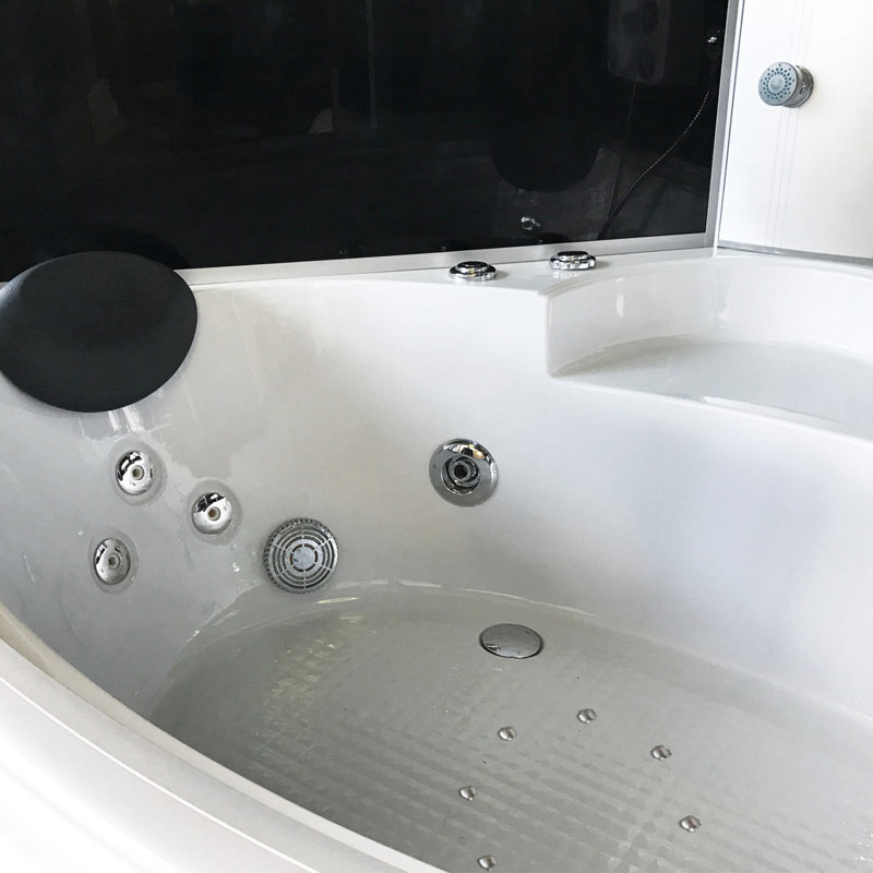 MILAN 51" x 51" Corner Whirlpool Shower Tub Combo with Dual Pump, Heater, Chromotherapy & Tempered Glass Enclosure