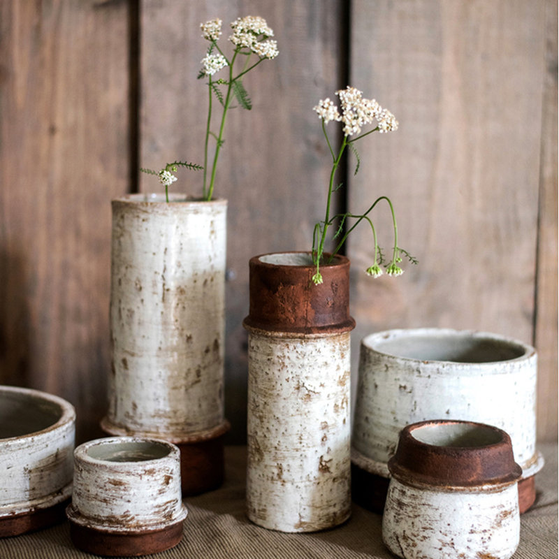 Handmade Ceramic Table Vase, 2.7" H x 3.1" W x 3.7" D
