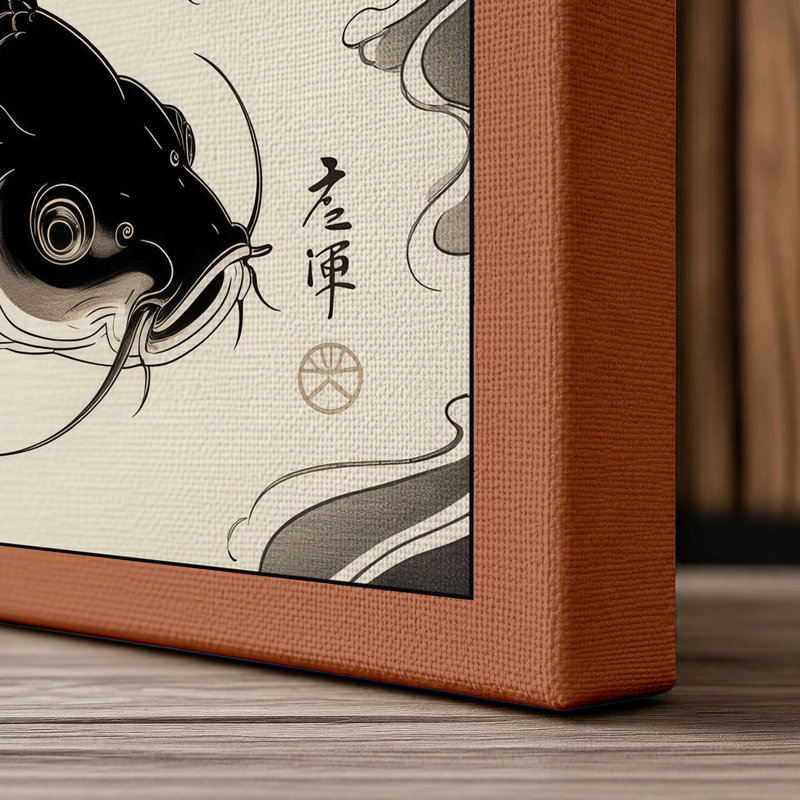 Carp in Motion Japandi - Wrapped Canvas, 30x20 - 76.2 x 50.8 cm, Terracotta Border
