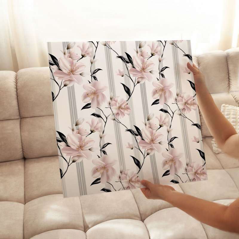 «Floral Stripes and Flowers VII Glam», reproduction d'art non encadrée, H 10 po x l 10 po