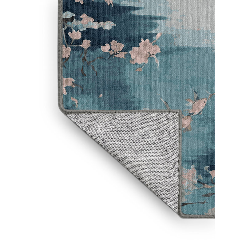 Tapis gris lavable à la machine, Rond 5 pi