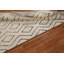 Tapis beige / bleu en laine noué à la main de conception unique 4 pi 6 po x 6 pi 9 po