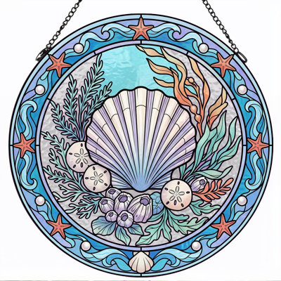 Panneau de vitrail Seashell Design - 7,8 H