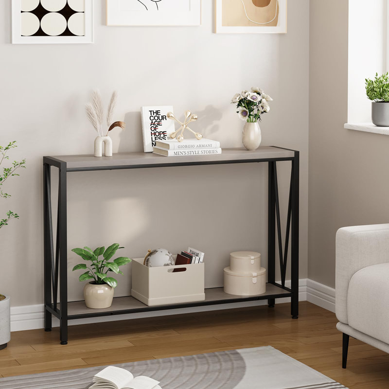 Console étroite à 2 niveaux, table de canapé derrière le salon, vestibule, couloir, bureau, H 29,9 po x l 43,3 po x P 9,8 po