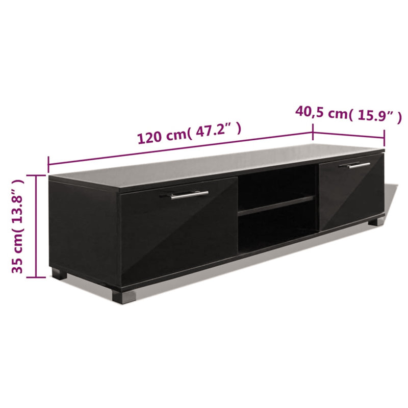 Aspen Hill TV Stand, 120 cm, High-gloss Schwarz
