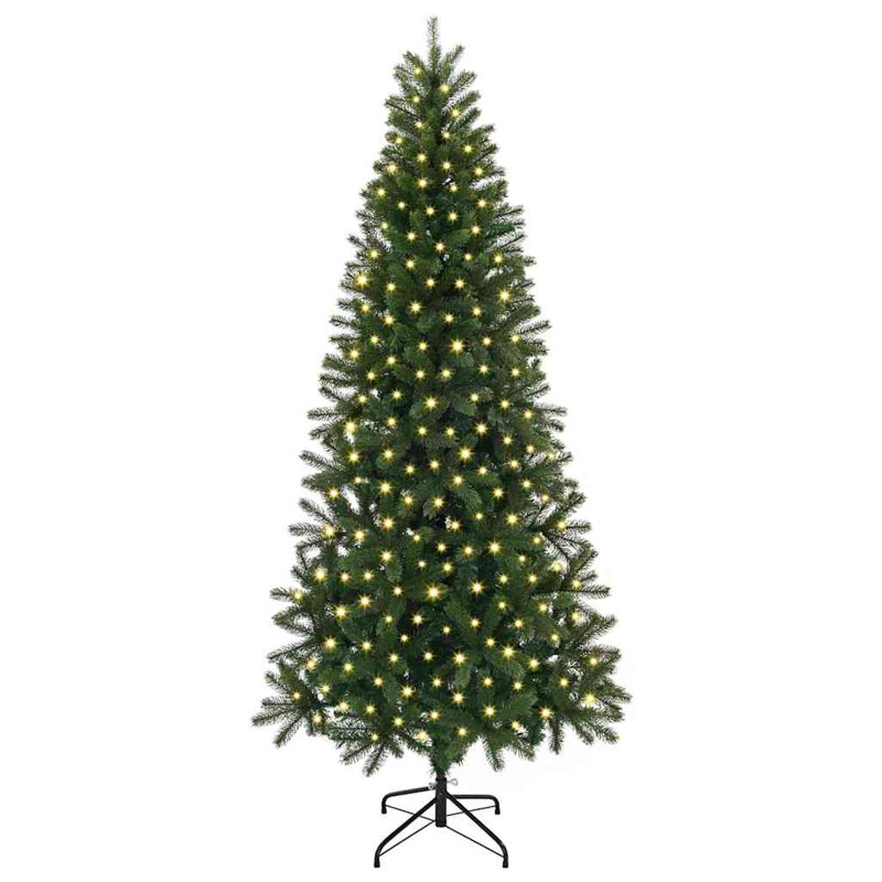  Artificial Christmas Tree with 300 LEDs Green PE and PVC, 6.89' H