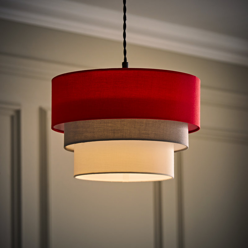 Aztec Drum Pendant Shade, Red, 20" H x 30" W x 30" D