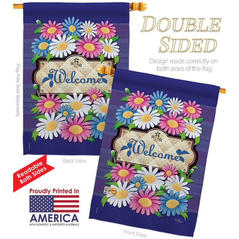 Drapeau de maison 40 po x 28 po Daisies