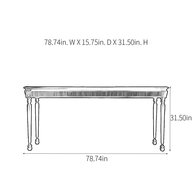 Console rétro sculptée, H 31,5 po x l 78,74 po x P 15,75 po