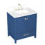 Meuble-lavabo autoportant de 30 pouces avec cadre en bois massif bleu, lavabo, tiroirs à fermeture en douceur, élégant et pour