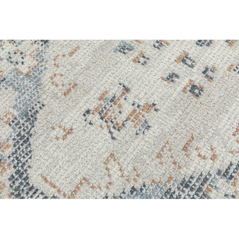 Cornice Classic Double Medallion Hand-Knotted Wool-Cotton Blend Area Rug - Blue