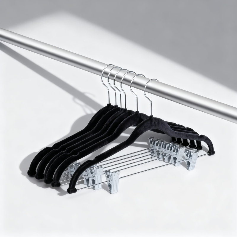 Cintres en velours compacts avec pinces réglables - Paquet de 20 organisateurs de garde-robe antidérapants pour pantalons, jupes, robes et rangement pour vêtements