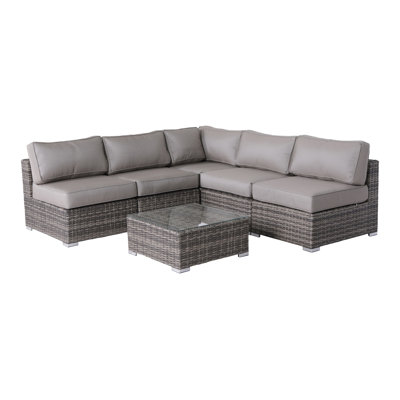 Gundry Fully Assembled High-Density Polyethylene (HDPE) Wicker 4 - Person Seating Group with Sunbrella Cushions