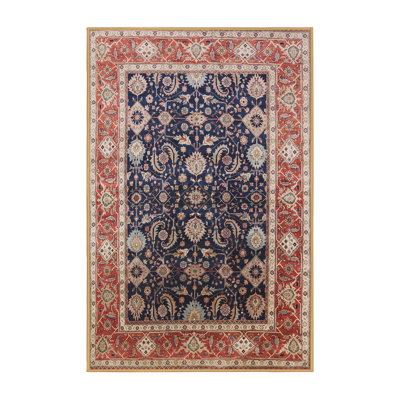 Tapis oriental bleu marine / orange Delray