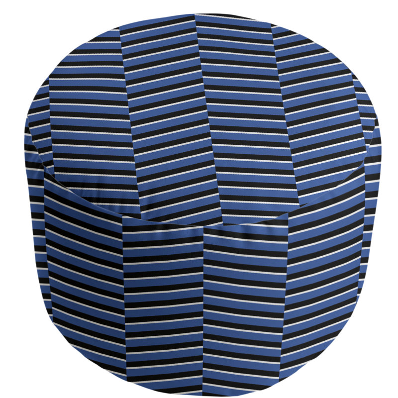 Upholstered Pouf, Blue
