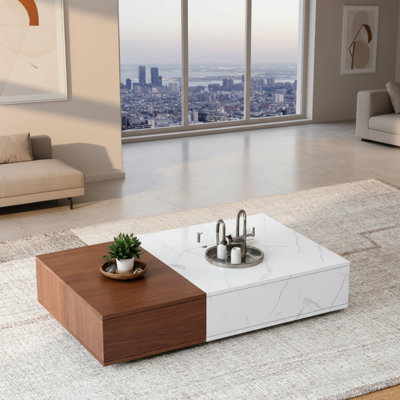 Walnut Modern Coffee Table With Double Storage Design, Both Beautiful And Practical