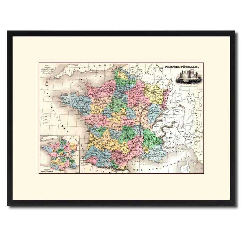 Art mural carte d'époque, croisades médiévales, 28 x 37, H 16 po x l 21 po