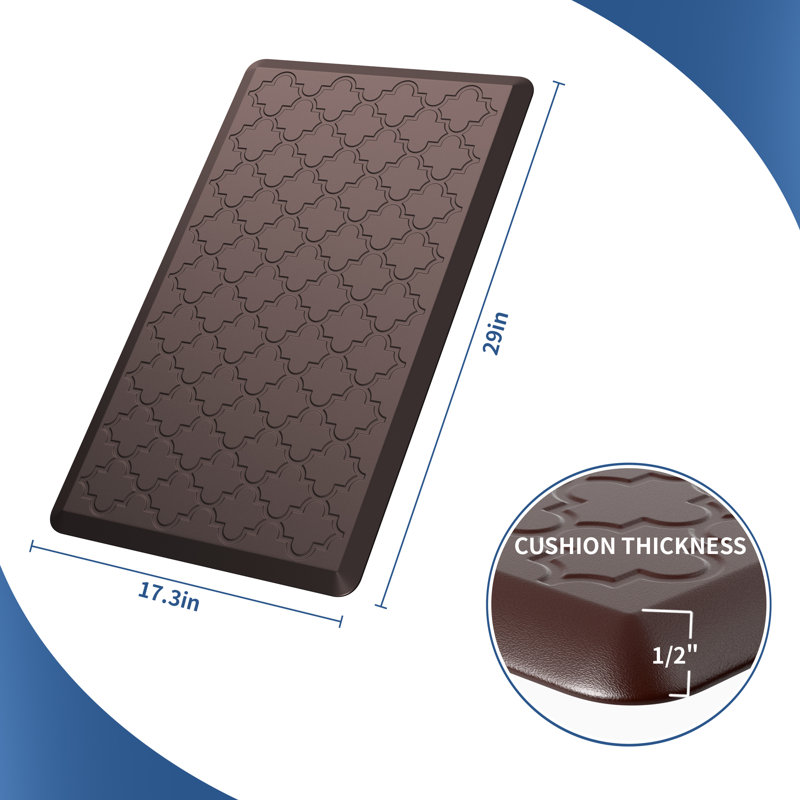 Tapis de cuisine antidérapant Dawnyelle, Rectangle 17,3 po x 29,5 po, Brun