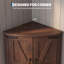 Armoire d'angle de 64,8 po de hauteur avec portes, armoire de rangement de style campagnard brun pour la salle de bain et la cuisine, armoire de coin autoportante avec tablettes réglables, armoire triangulaire pour le salon
