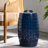 12.43" Square Dark Blue Iron Lace Cut Side Table, For Backyard, Patio, Indoor, Assembly- Square, 17.44" High, Garden And No Assembly Needed