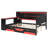 Queen Size Gaming Daybed With Integrated Desk And Lights, Modern Wooden Bed Frame With 3 Storage Drawers And Built-In Charging Station, Multi-Functional Headboard Bookcase, Black+Red-1917843669-1917843664