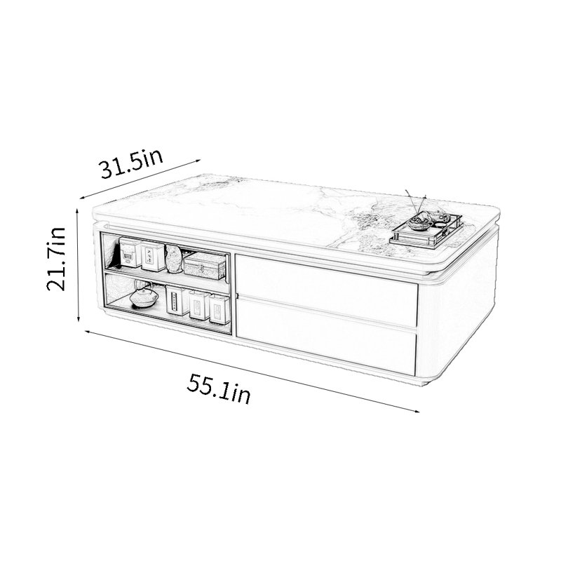 Modern simple high-grade coffee table, 21.7" H x 55.1" L x 31.5" W