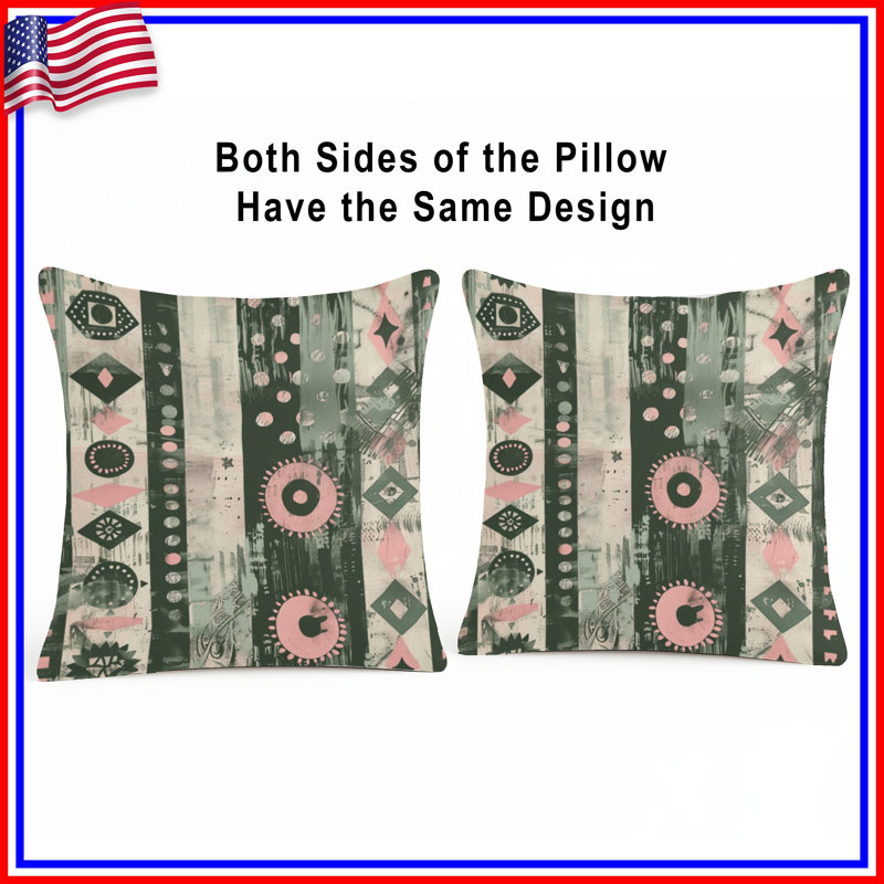 Geometric Tribal Pattern Double Sided Throw Pillows, 20 x 20 inches