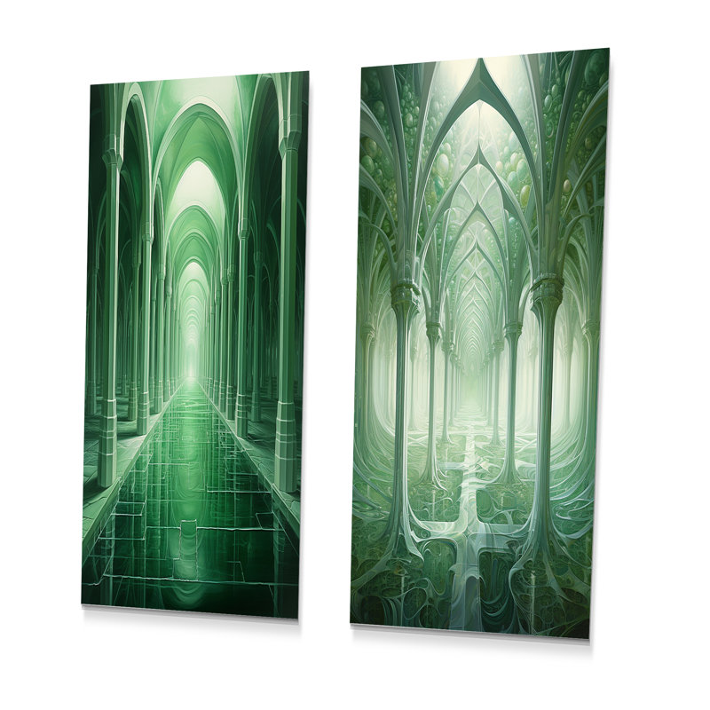 Infinite Archways Surreal Architecture - Surrealism Metal Wall Decor Set Of 3, 28" H x 24" W