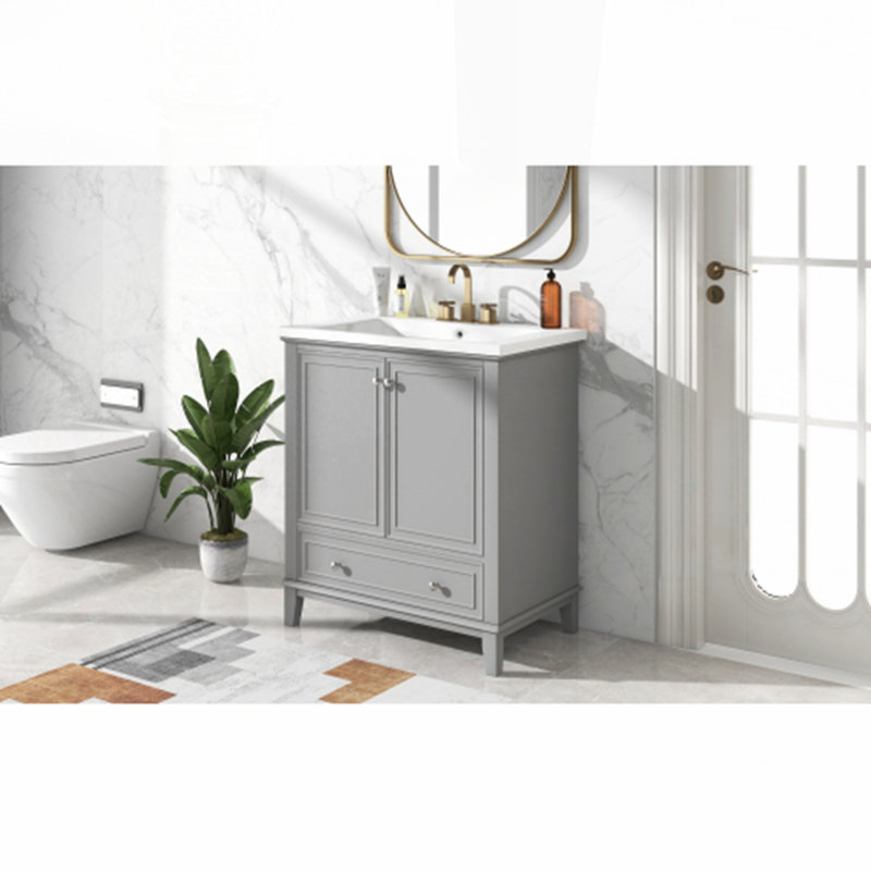 Meuble-lavabo 30 po avec lavabo, Gris / Argent