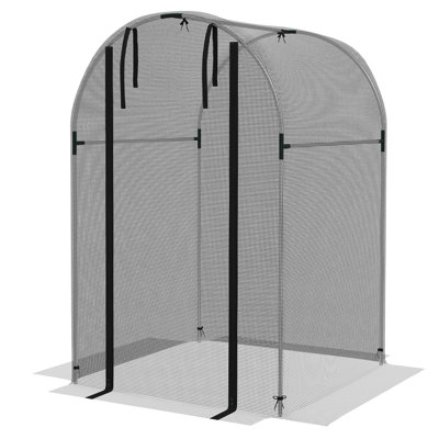 Galvanized Steel Crop Cage, Plant Protection Tent With Zippered Door, 4' X 4', Black