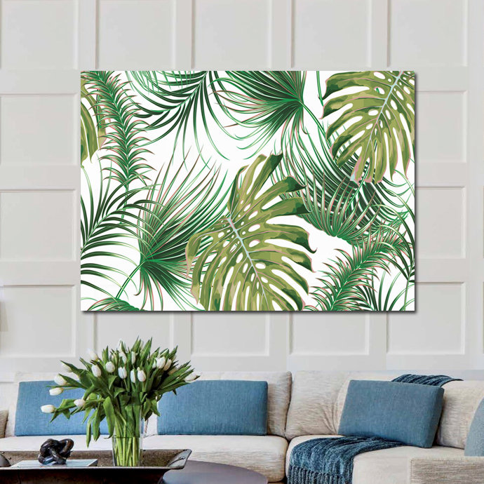 Plam Beachy Print, Rectangle 30" H x 40" W x 1.5" D