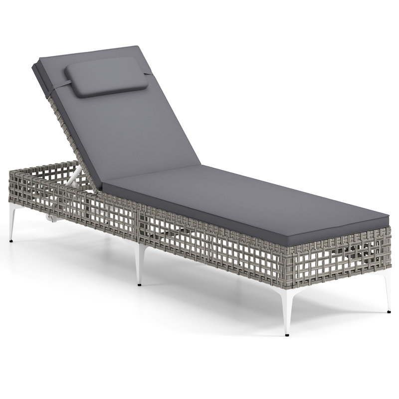 194cm Long Single Chaise with Cushions, Gray