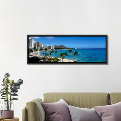 Immeubles sur la plage, waikiki beach, honolulu, oahu, hawaii, usa par panoramique images-reproduction de photo sur toile