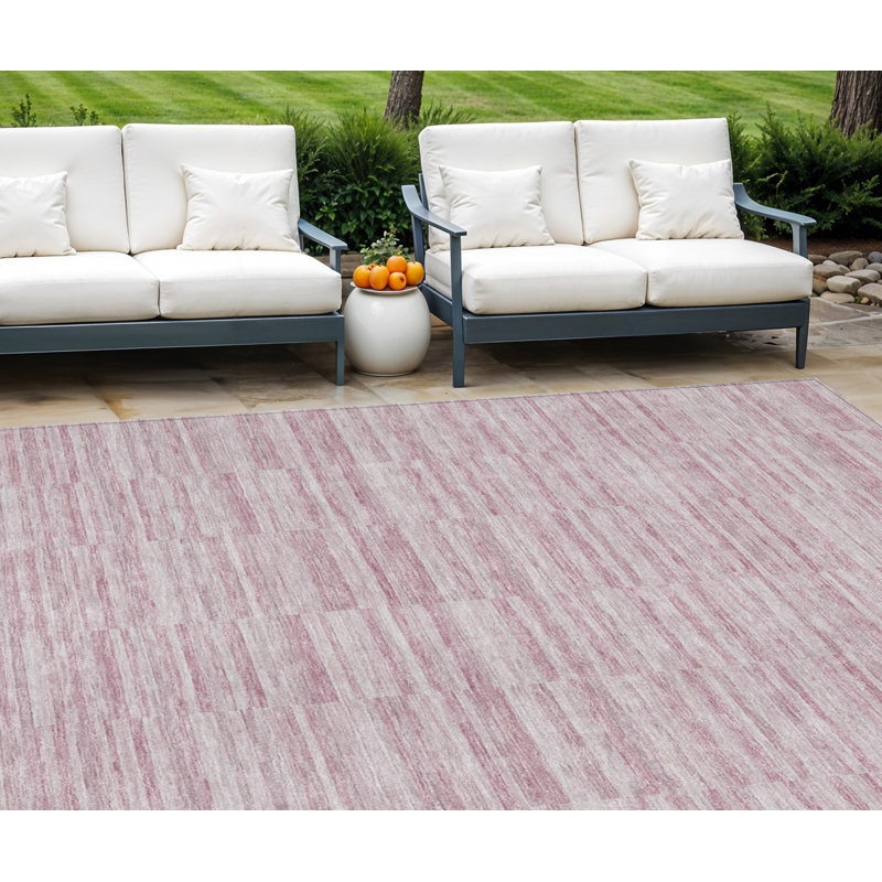 Tapis intérieur lavable rayé rose Blush, Rectangulaire 8 pi x 10 pi