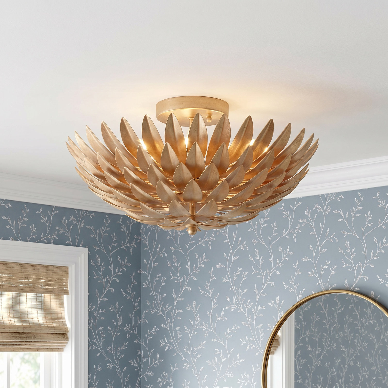 Margo 4-Light Semi Flush Mount, Antique Gold