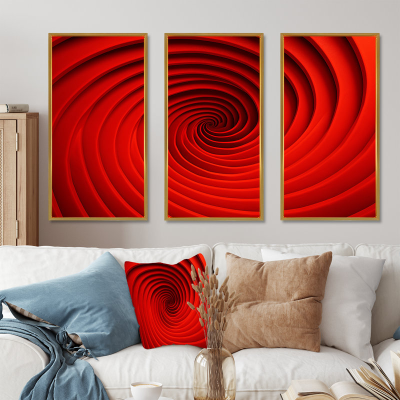 Bernardsville - ensemble de reproductions d'art abstrait spirales murales, Cadre flottant doré, H 28 po x l 36 po x P 1 po