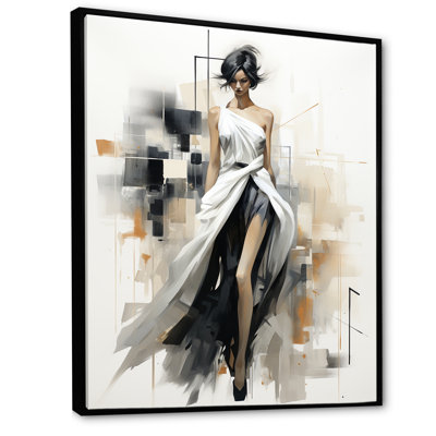 Noir et blanc, top model, femme, piste II - Illustration de mode, art mural