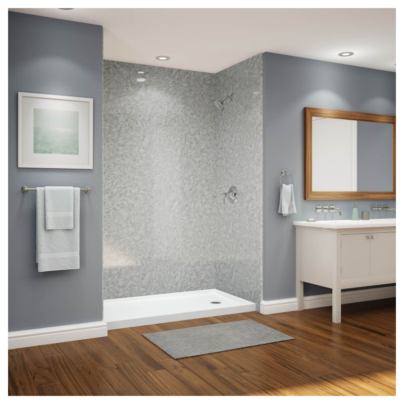 Smooth Silverstone Acrylic Large Shower Walls, 96" H x 60" W x 36" D