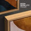 «Mid Century Shape», impression géométrique sur toile abstraite encadrée brune et bleue 3 pièces-94434433-119461137-94434432